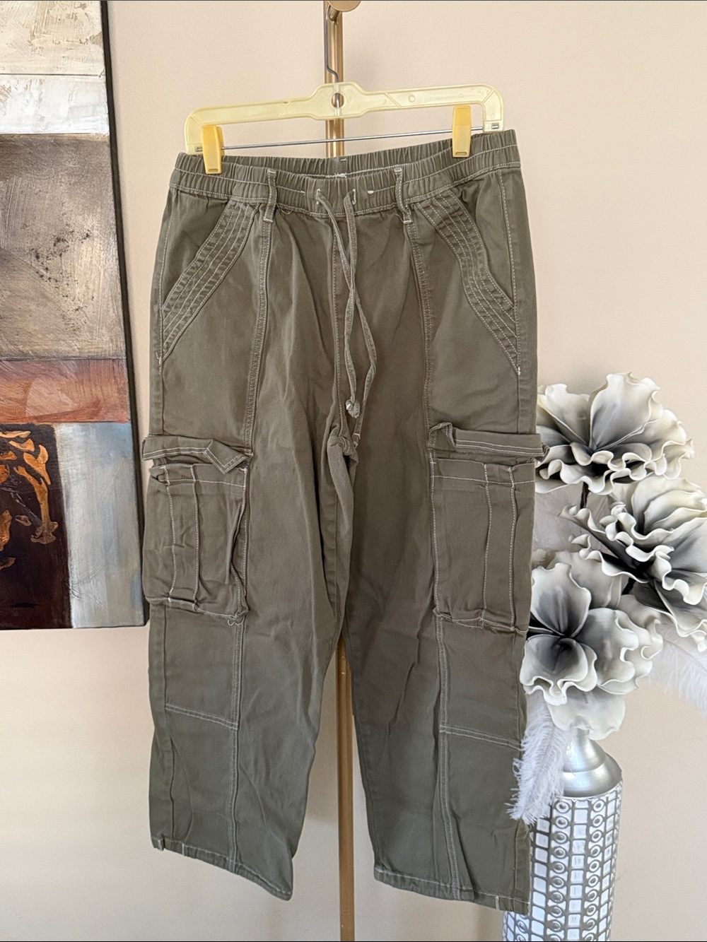 Almost Famous Olive Utility Cargo Straight Leg Pants